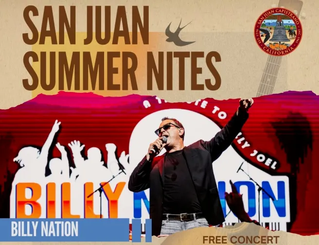 San Juan Capistrano Free Summer Nites Concert Features Billy Joel Tribute Band Billy Nation Wednesday September 16 2026