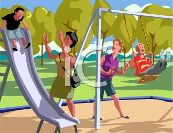 0511 0901 0800 4923 mothers with their kids at the park clipart image